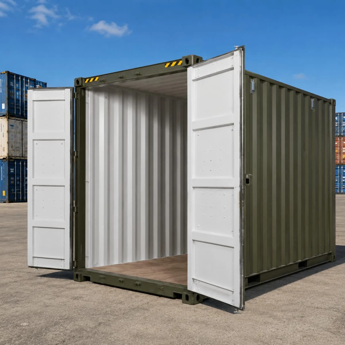 20ft High Cube One-Trip Export Container – Olive Green