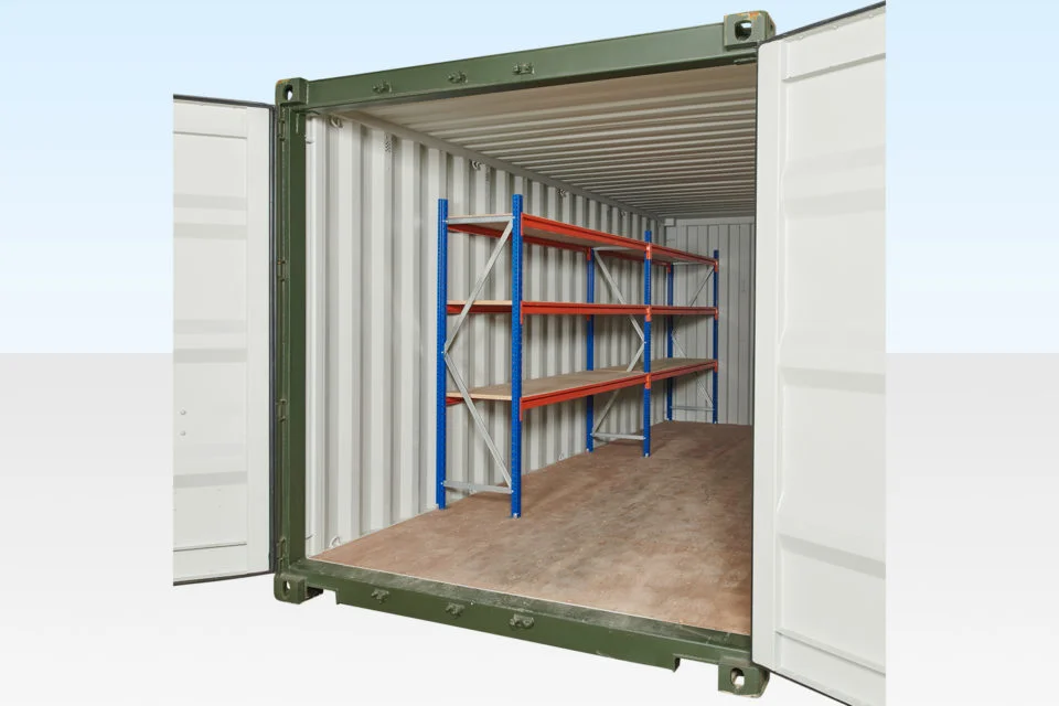 20ft Shipping Container Racking Kit — Single Bay 3-Tier