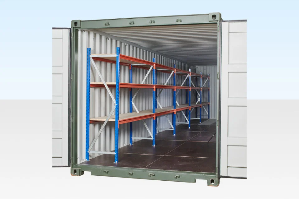 40ft Shipping Container Racking Kit | 3-Tier Steel Shelving